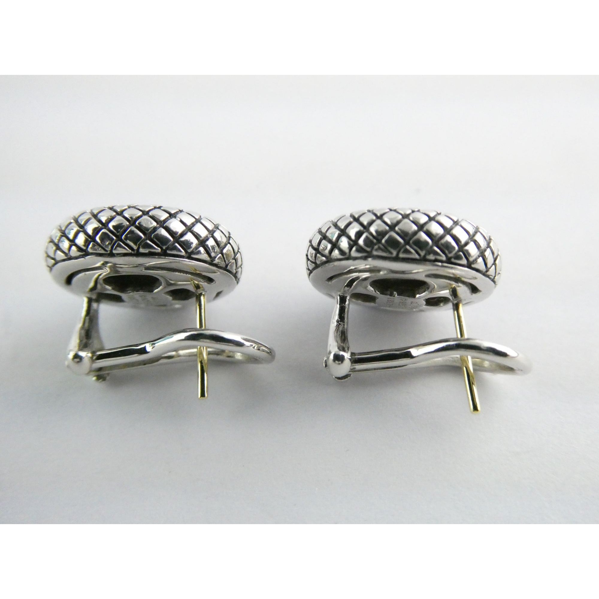Andrea Candela 18k Gold Sterling Silver Weave Design Pierced Earrings 10g 14mm