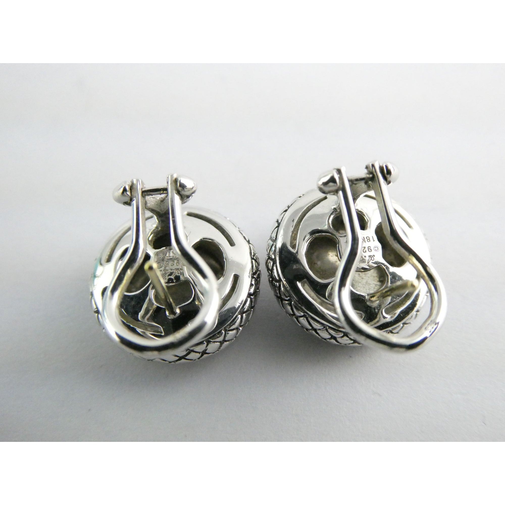 Andrea Candela 18k Gold Sterling Silver Weave Design Pierced Earrings 10g 14mm