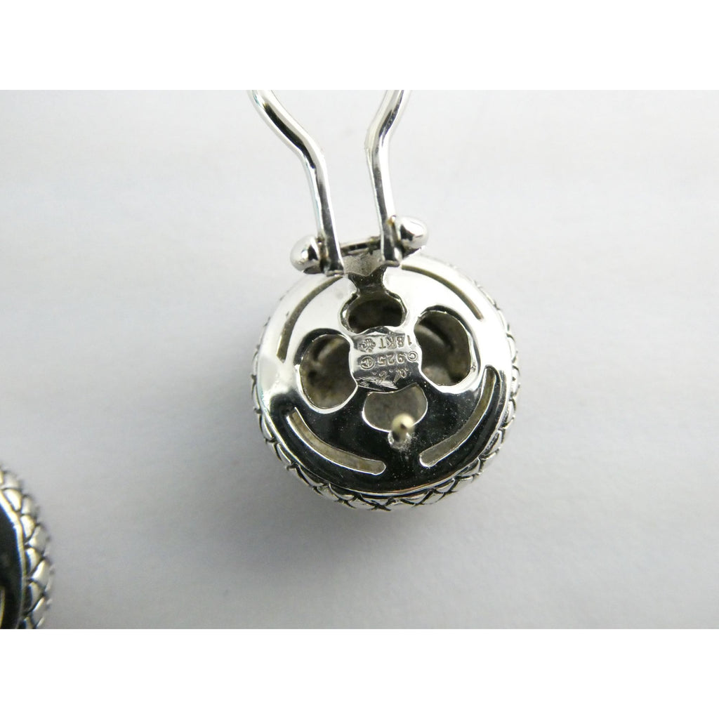 Andrea Candela 18k Gold Sterling Silver Weave Design Pierced Earrings 10g 14mm