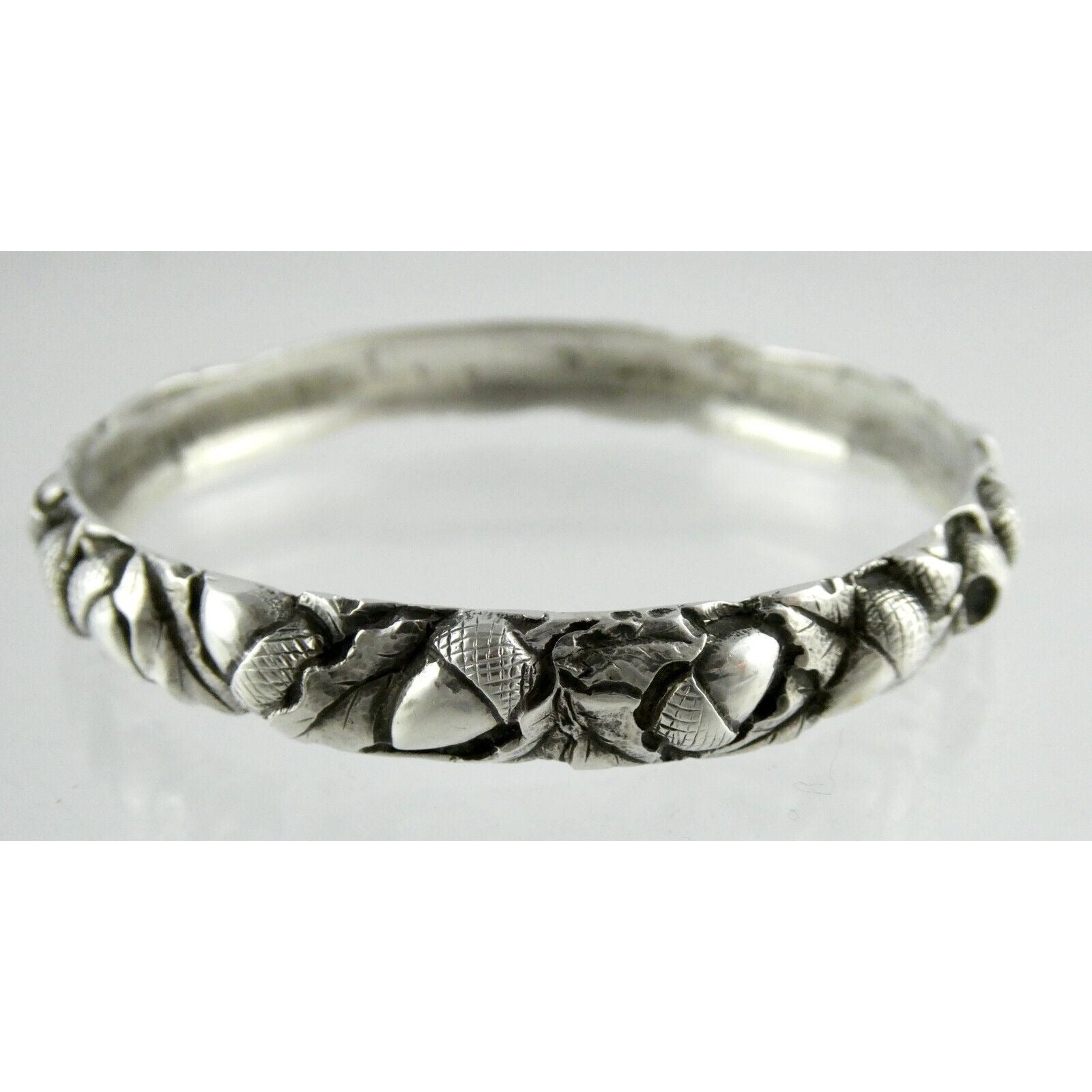 Antique Arts and Crafts Sterling Silver Acorns Oak Leaves Bracelet 8 In Signed