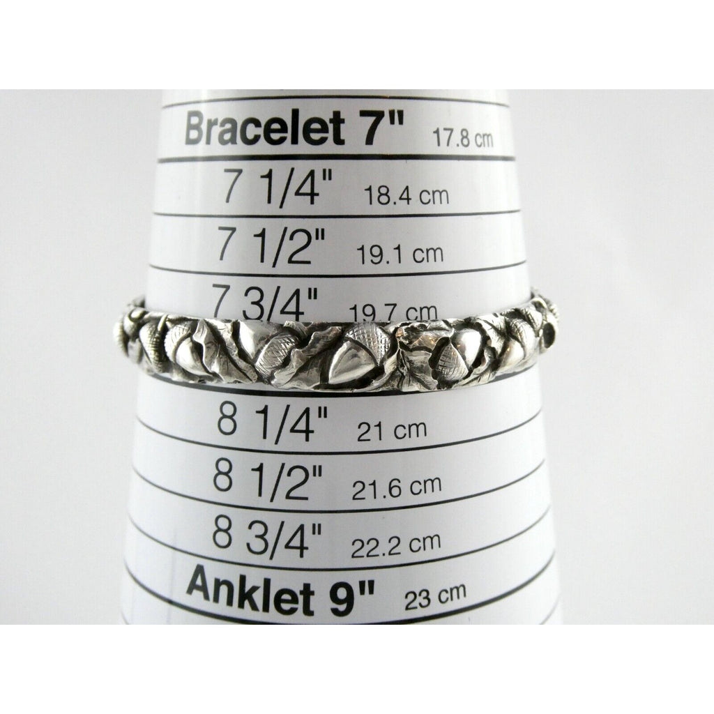 Antique Arts and Crafts Sterling Silver Acorns Oak Leaves Bracelet 8 In Signed