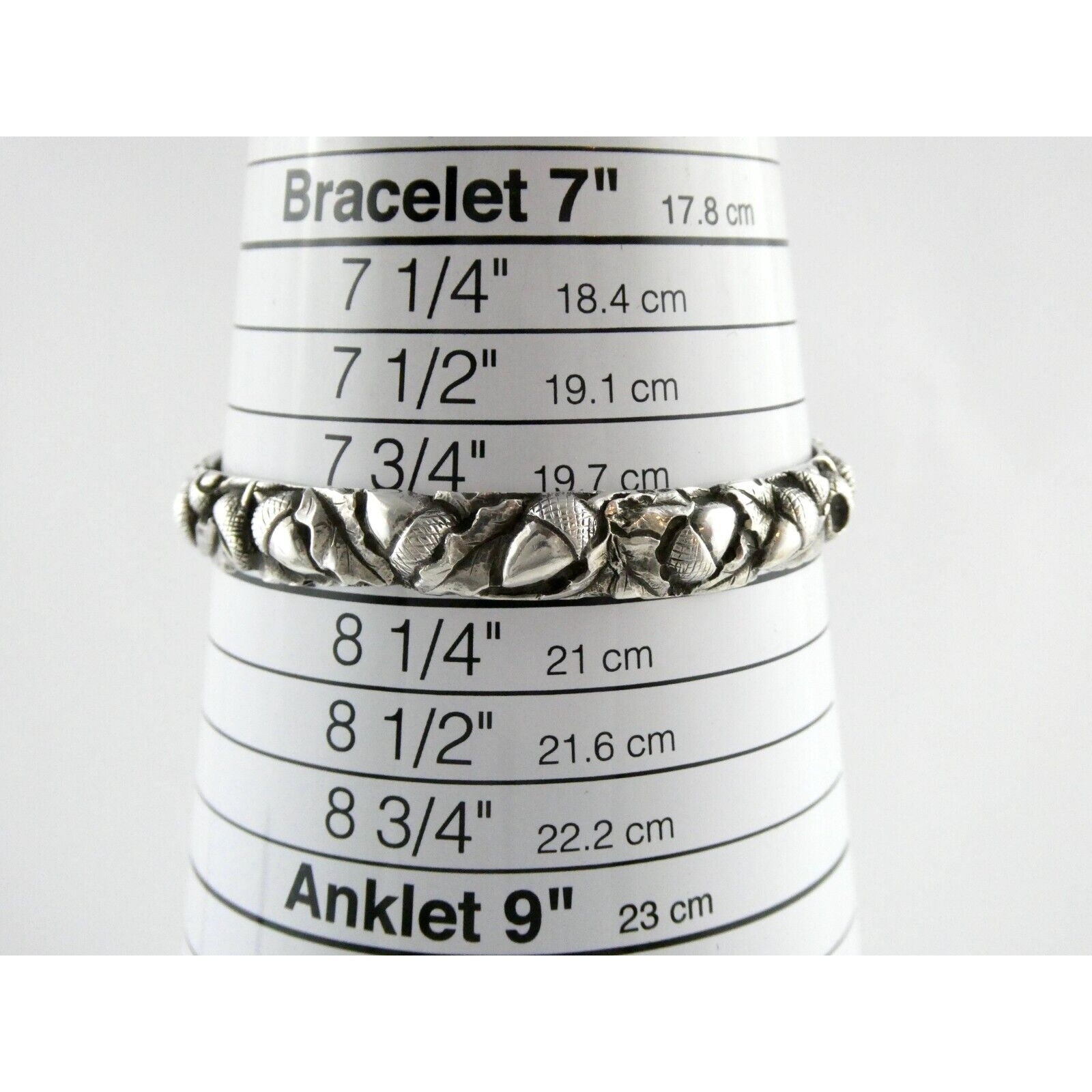 Antique Arts and Crafts Sterling Silver Acorns Oak Leaves Bracelet 8 In Signed
