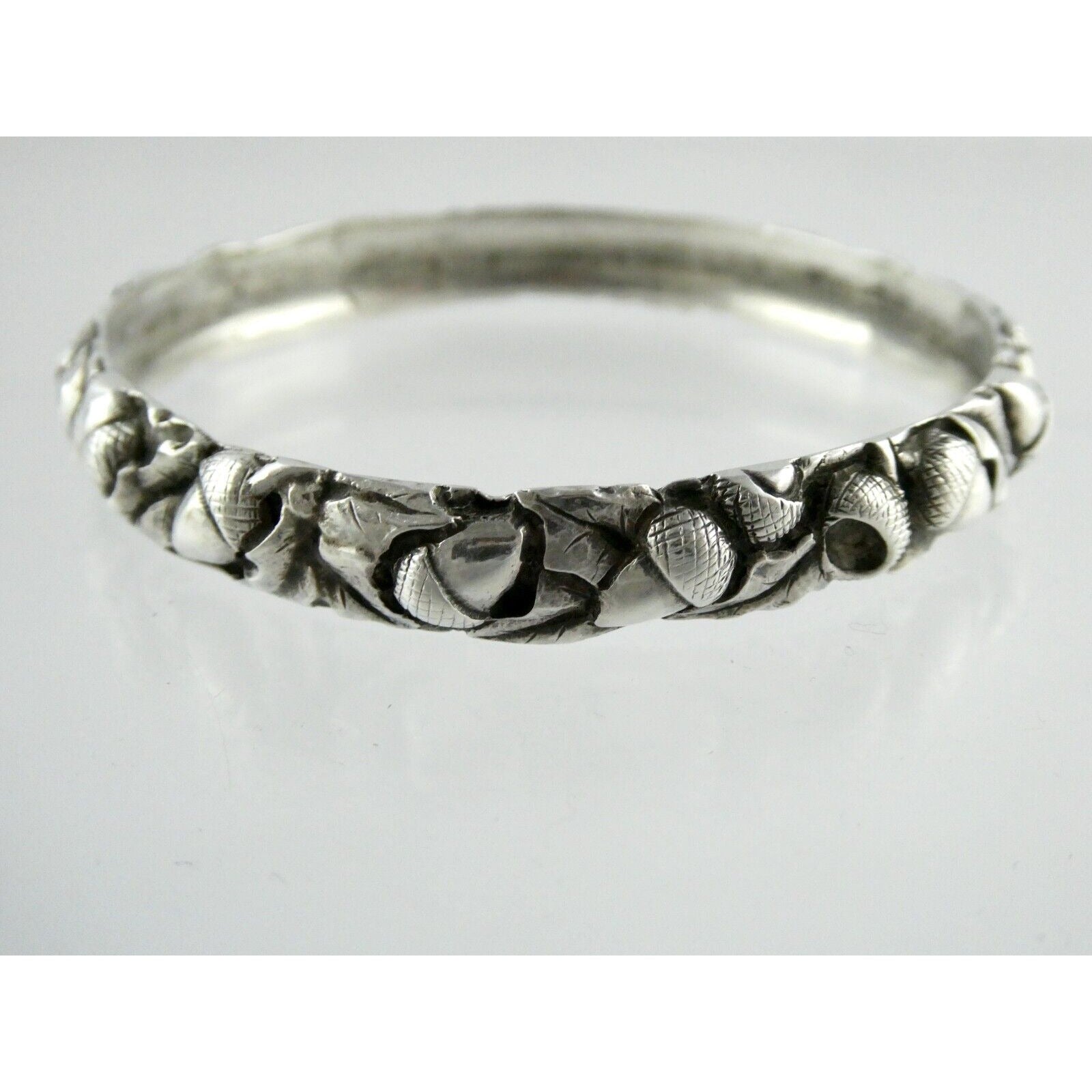 Antique Arts and Crafts Sterling Silver Acorns Oak Leaves Bracelet 8 In Signed