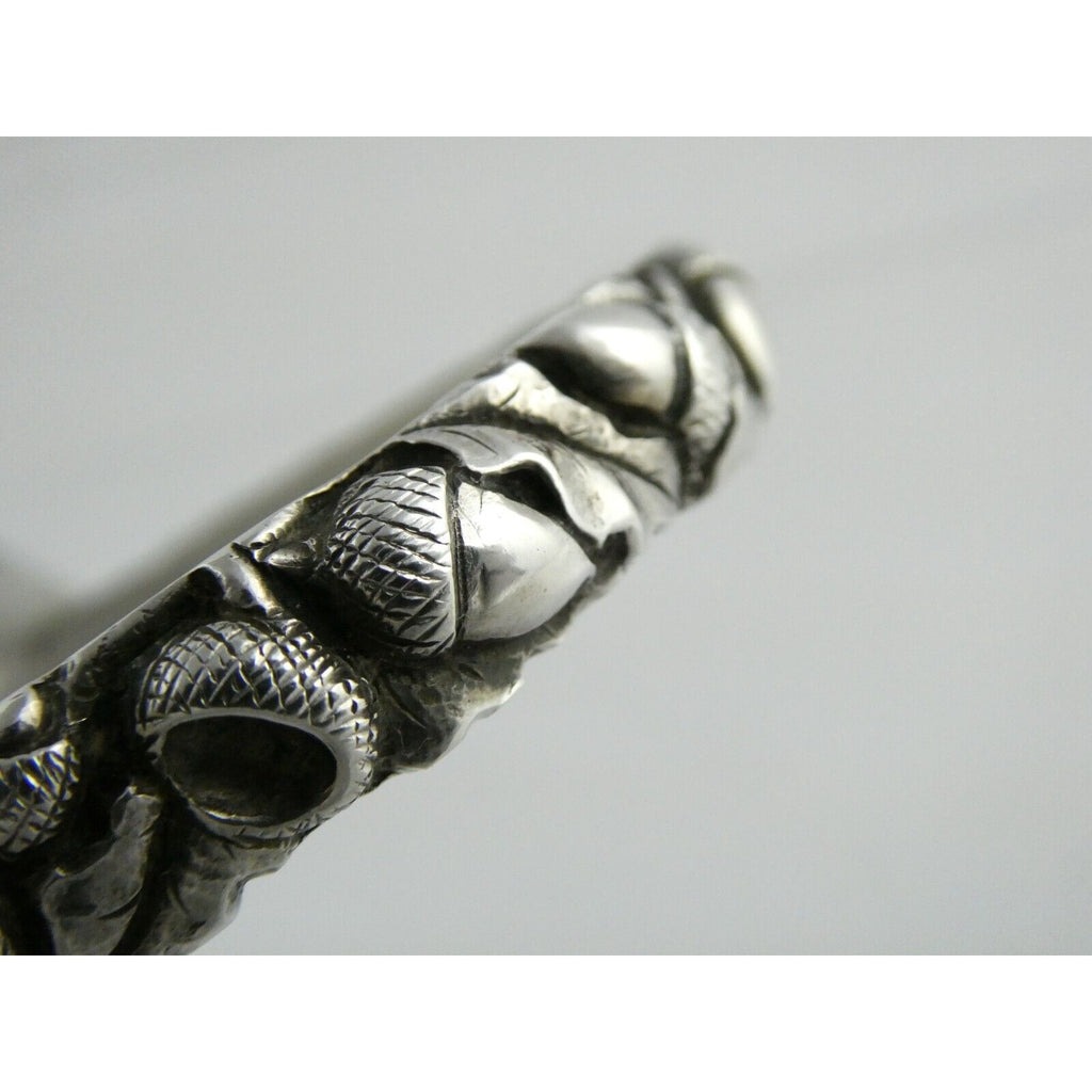 Antique Arts and Crafts Sterling Silver Acorns Oak Leaves Bracelet 8 In Signed