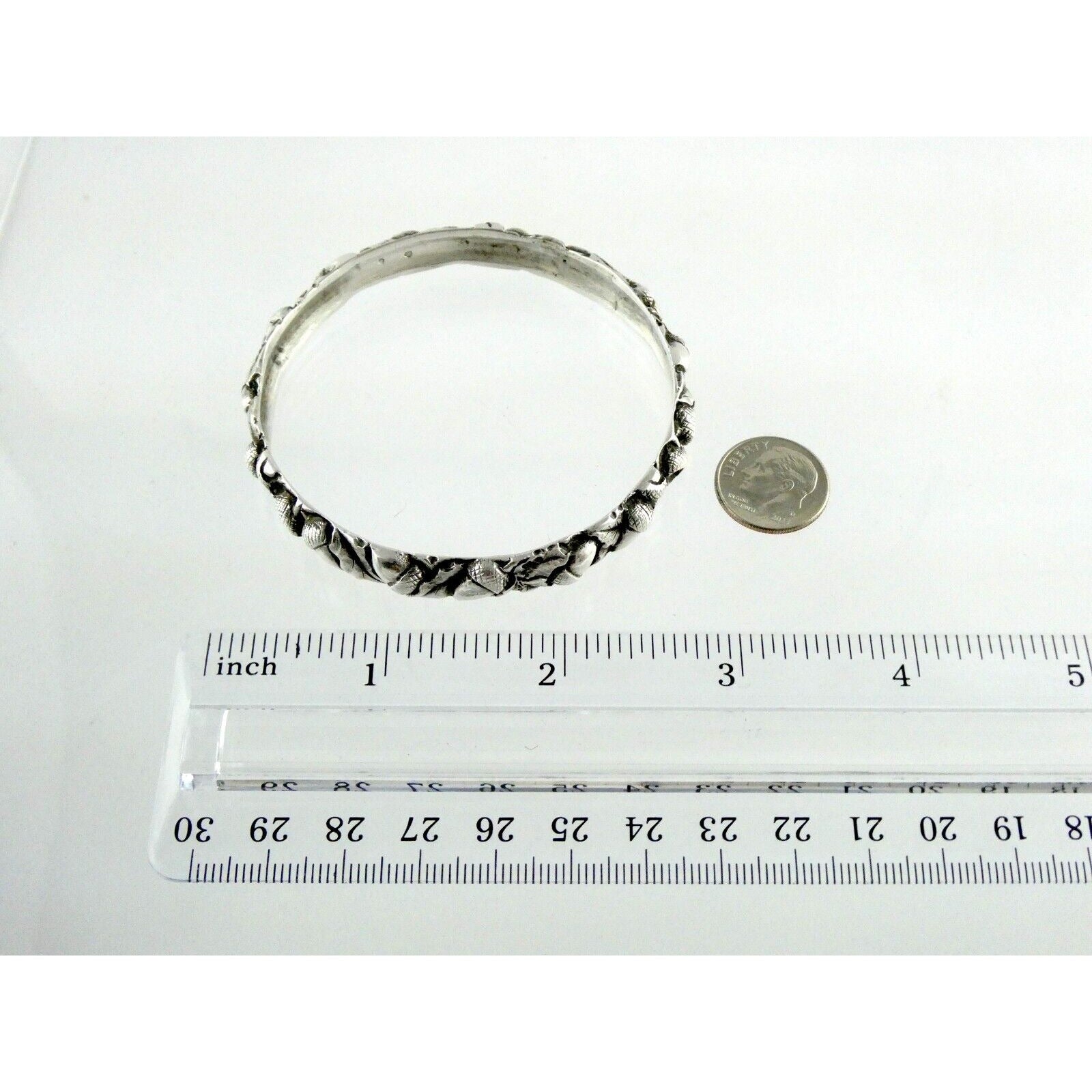 Antique Arts and Crafts Sterling Silver Acorns Oak Leaves Bracelet 8 In Signed