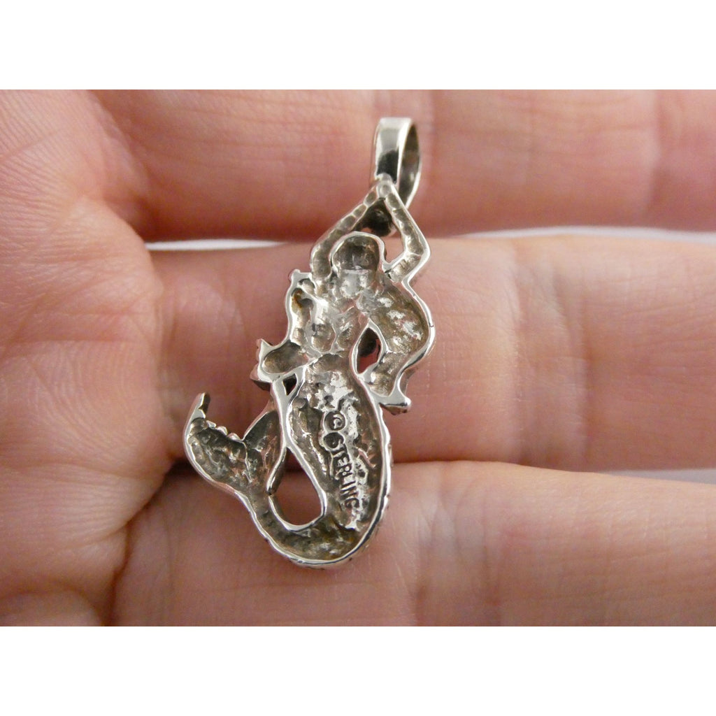 Sterling Silver Figural Mermaid Pendant 3.9g 1.25 Inch Length