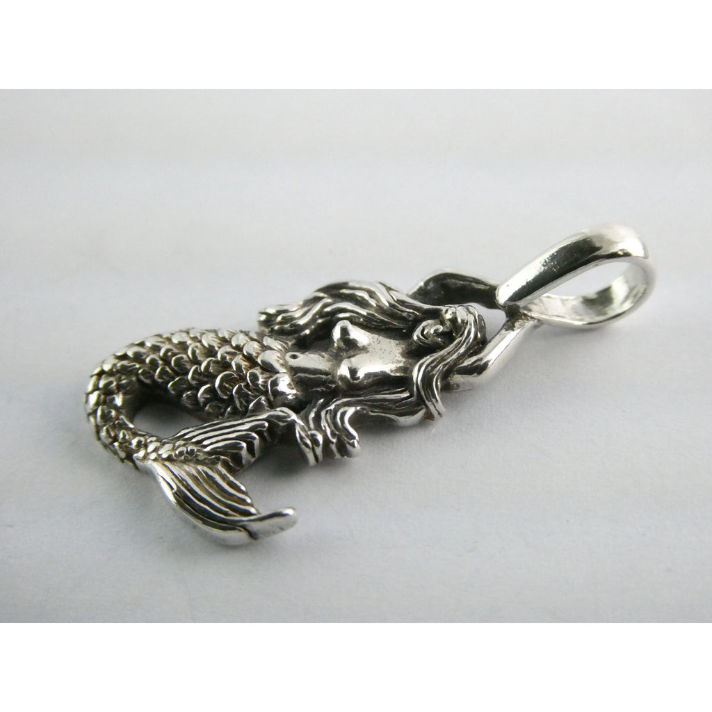 Sterling Silver Figural Mermaid Pendant 3.9g 1.25 Inch Length