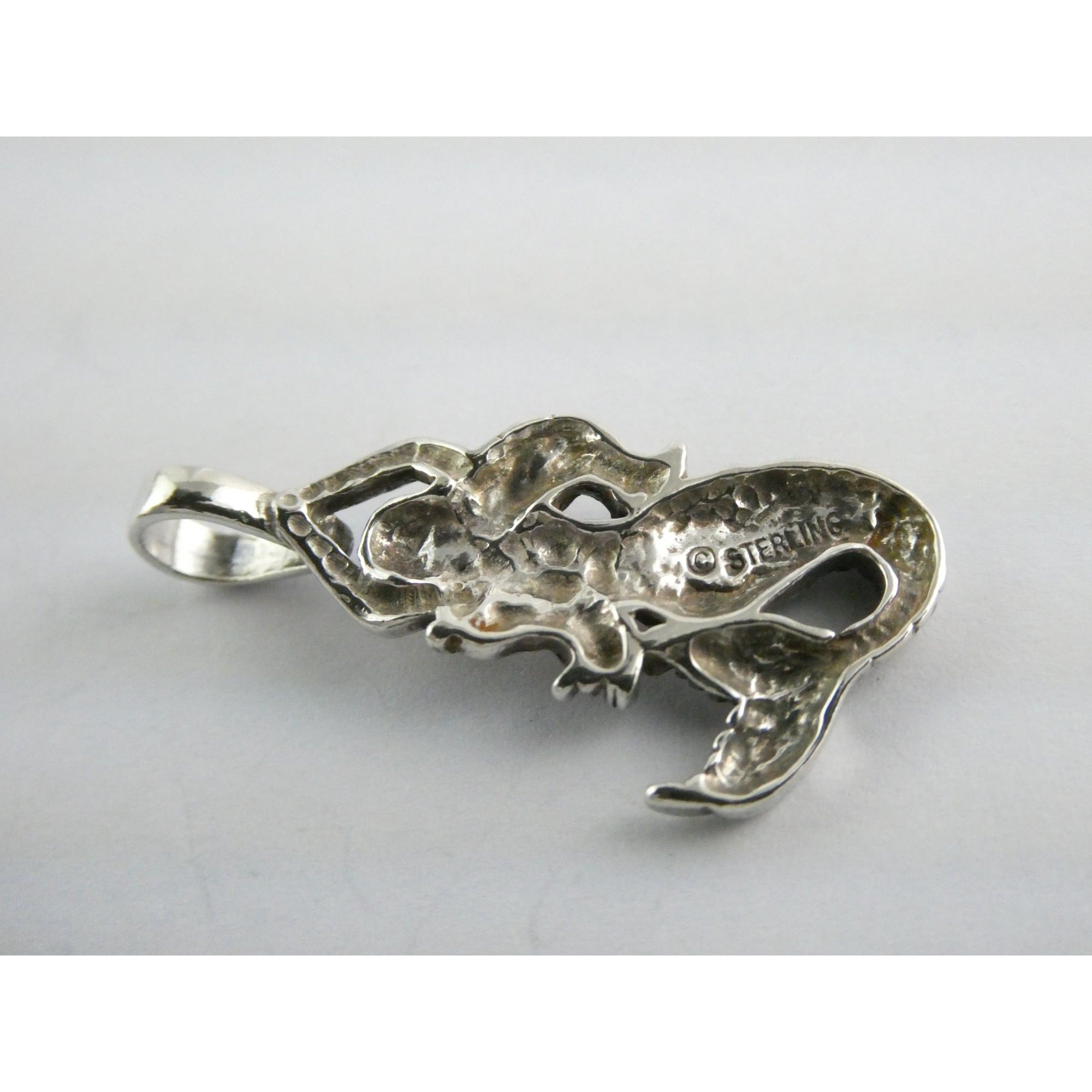 Sterling Silver Figural Mermaid Pendant 3.9g 1.25 Inch Length