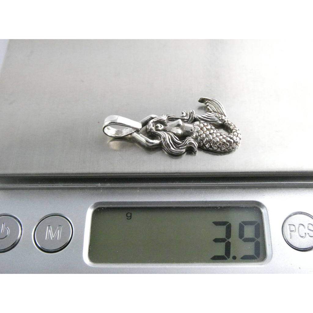 Sterling Silver Figural Mermaid Pendant 3.9g 1.25 Inch Length