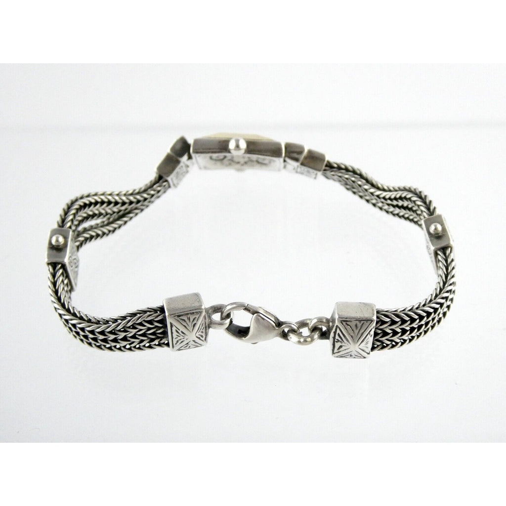 Designer 22k Yellow Gold and Sterling Silver Three Chain Bracelet 925 7.25 Inch