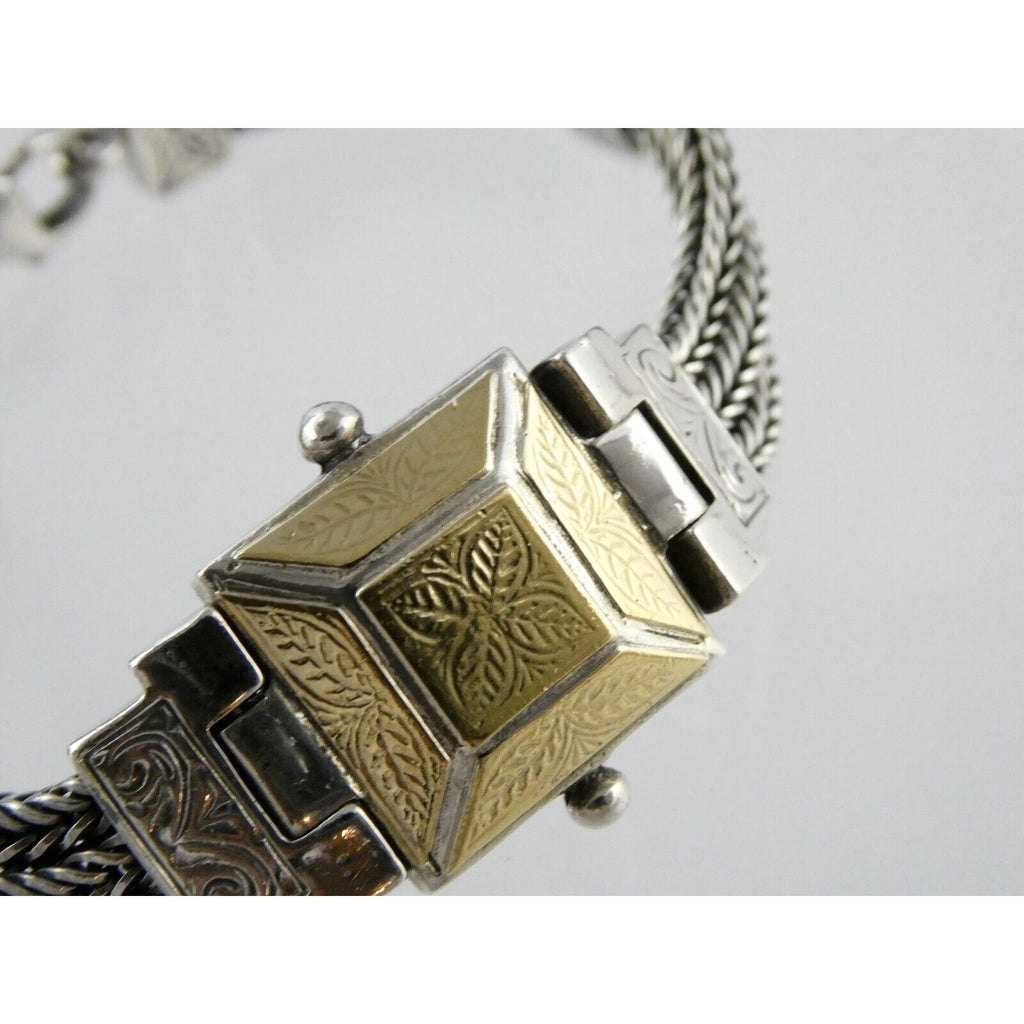 Designer 22k Yellow Gold and Sterling Silver Three Chain Bracelet 925 7.25 Inch