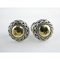 John Hardy Palu Sterling Silver and 22k Gold Round Omega Back Earrings 8g 16mm