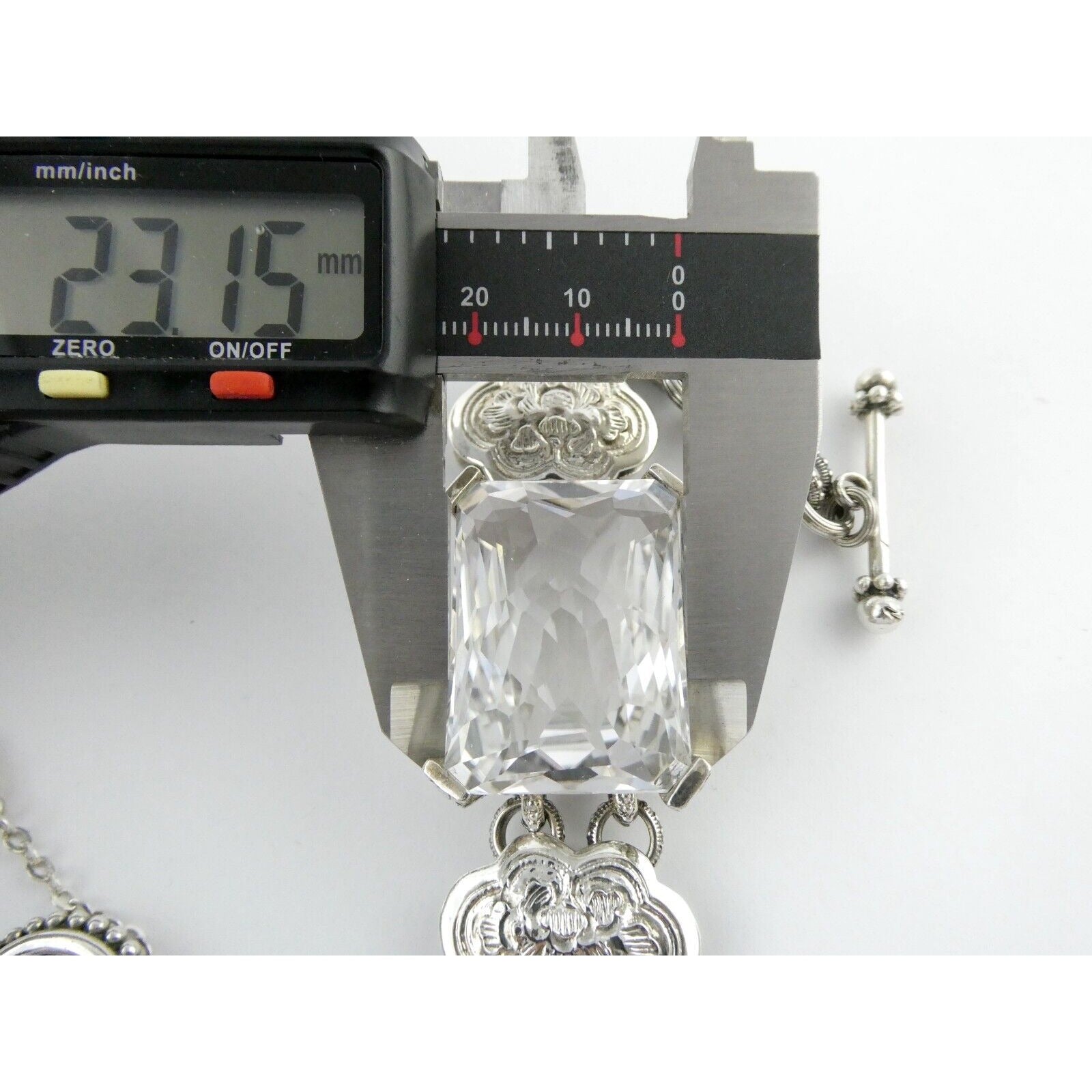 Stephen Dweck Sterling Silver Ornate Faceted Rock Crystal Quartz Bracelet 6.5 In