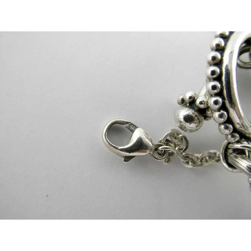 Stephen Dweck Sterling Silver Ornate Faceted Rock Crystal Quartz Bracelet 6.5 In