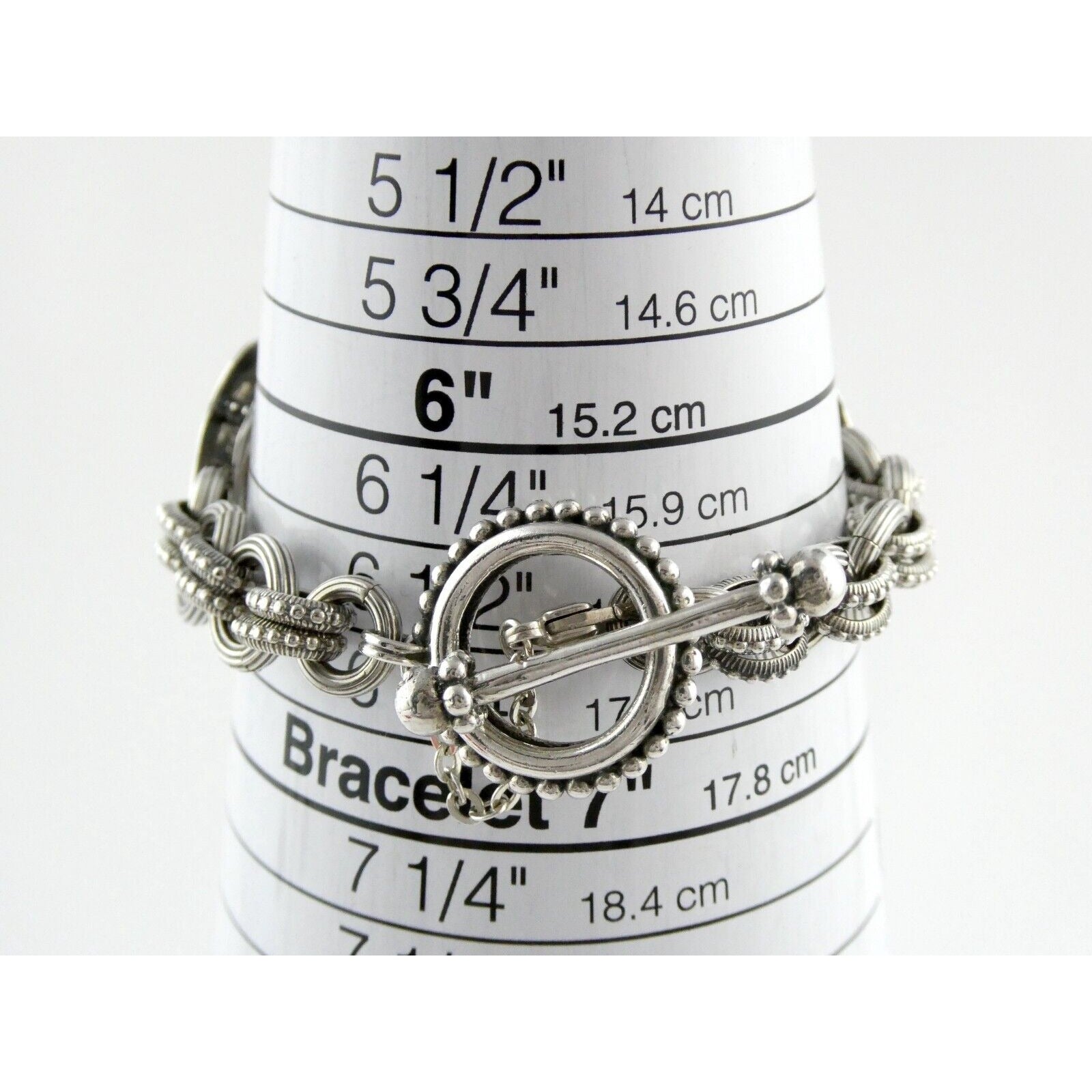 Stephen Dweck Sterling Silver Ornate Faceted Rock Crystal Quartz Bracelet 6.5 In