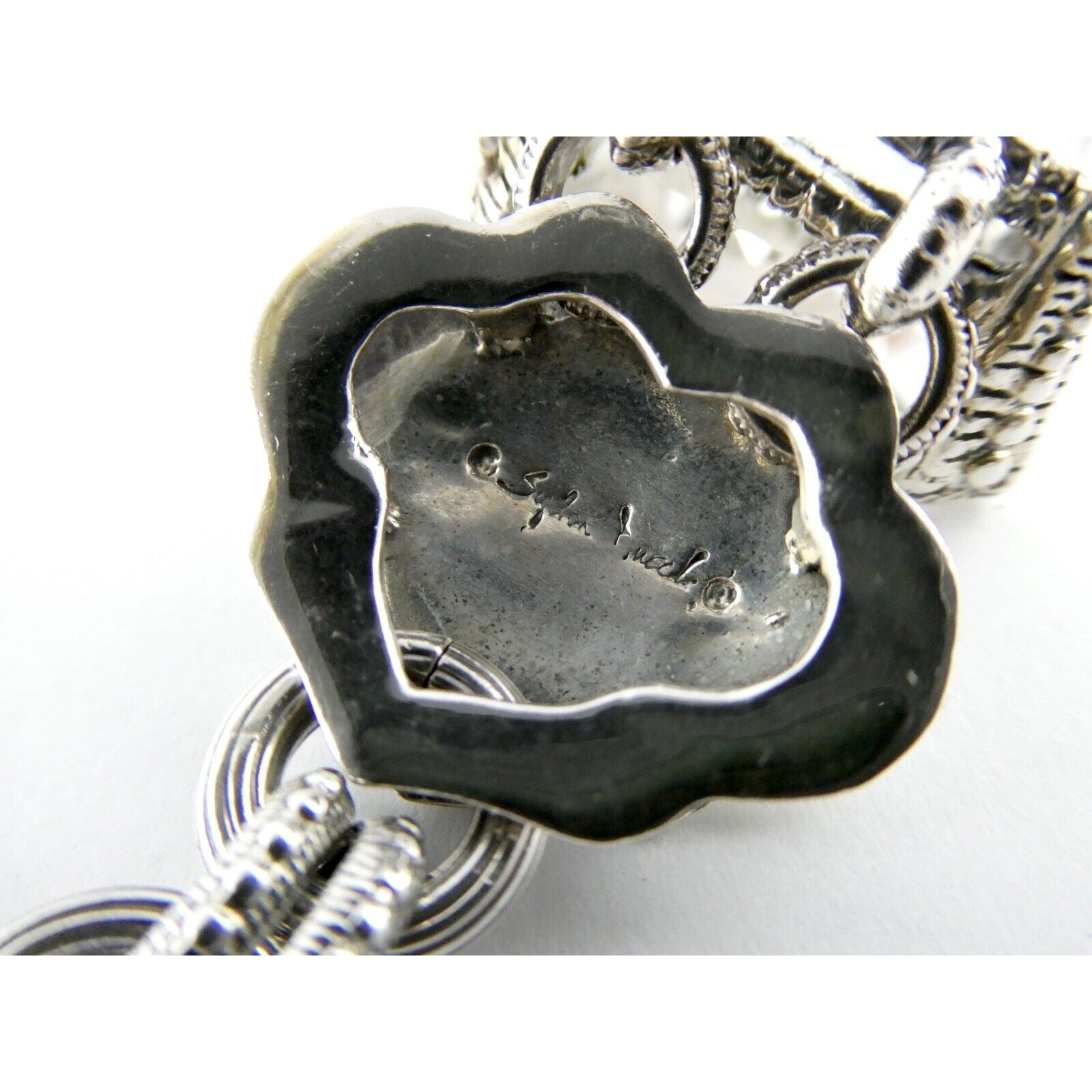 Stephen Dweck Sterling Silver Ornate Faceted Rock Crystal Quartz Bracelet 6.5 In