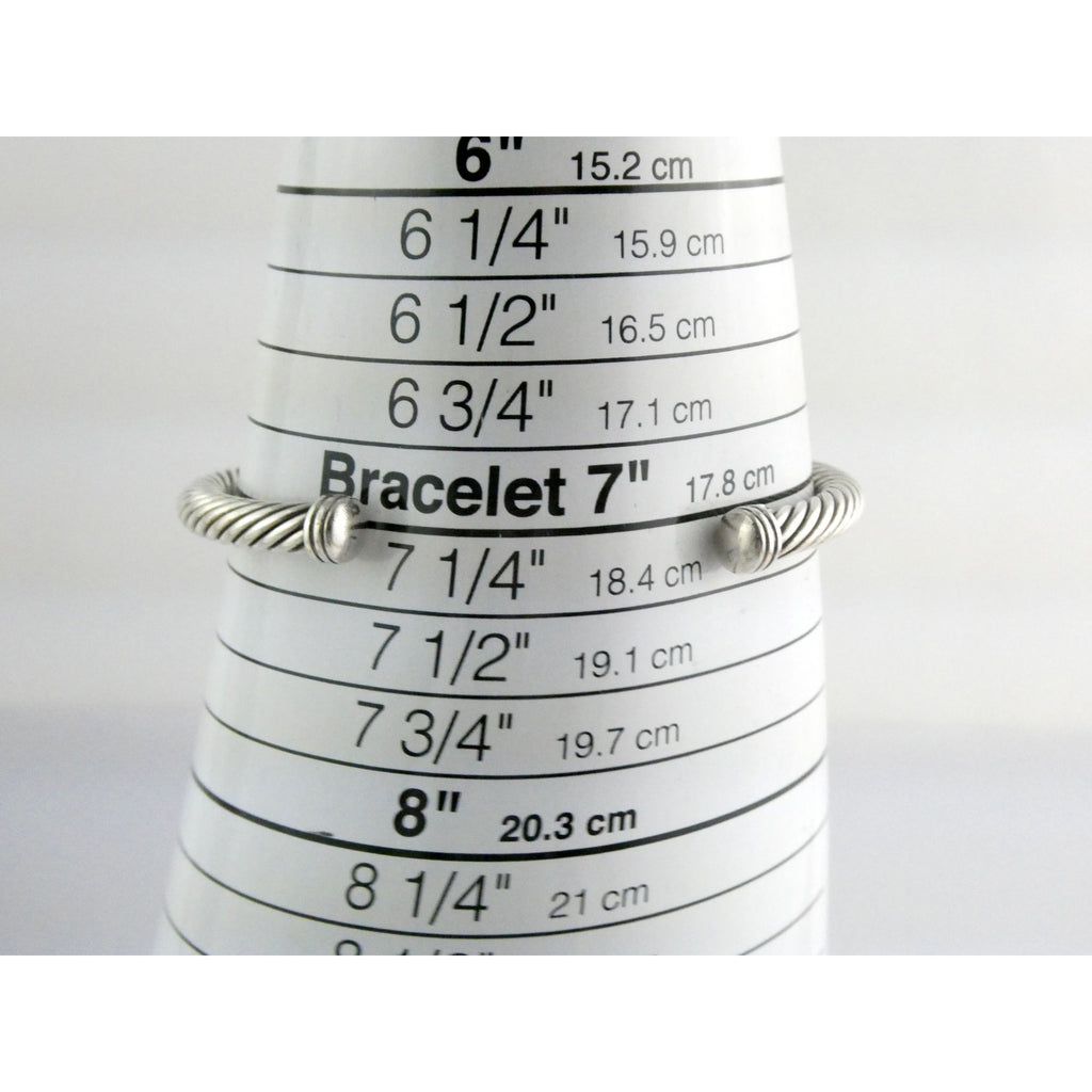 David Yurman Sterling Silver 14K Gold Cable Beaded Spacer Cuff Bracelet 7 1/8 In