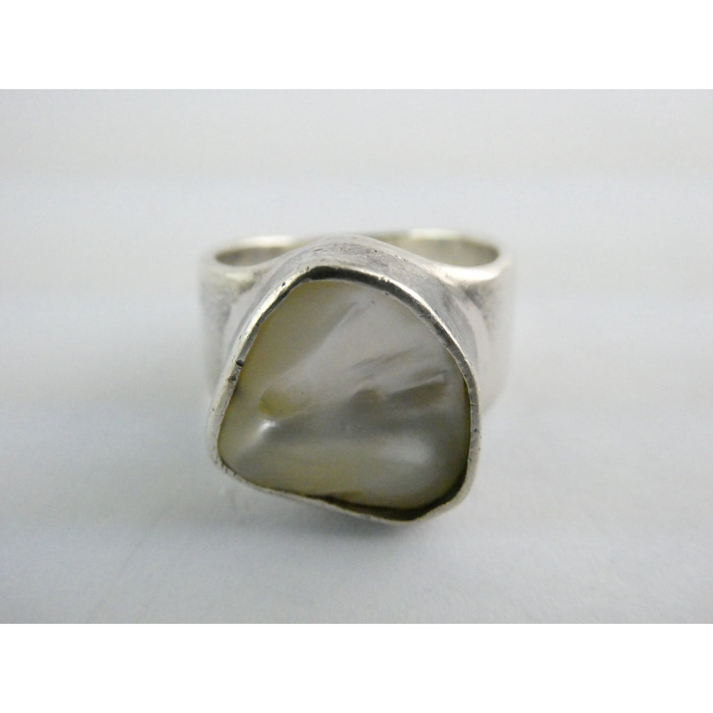 Starborn Sterling Silver Mother of Pearl Shell Statement Ring 7.5 Weighs 9.2g