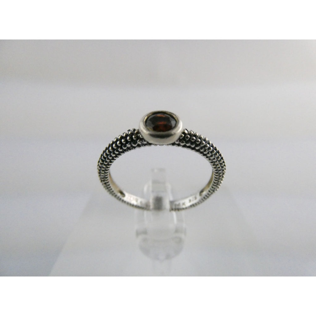 T&C Town And Country Sterling Silver 14k Gold Garnet Stacking Ring Size 6 1.8g