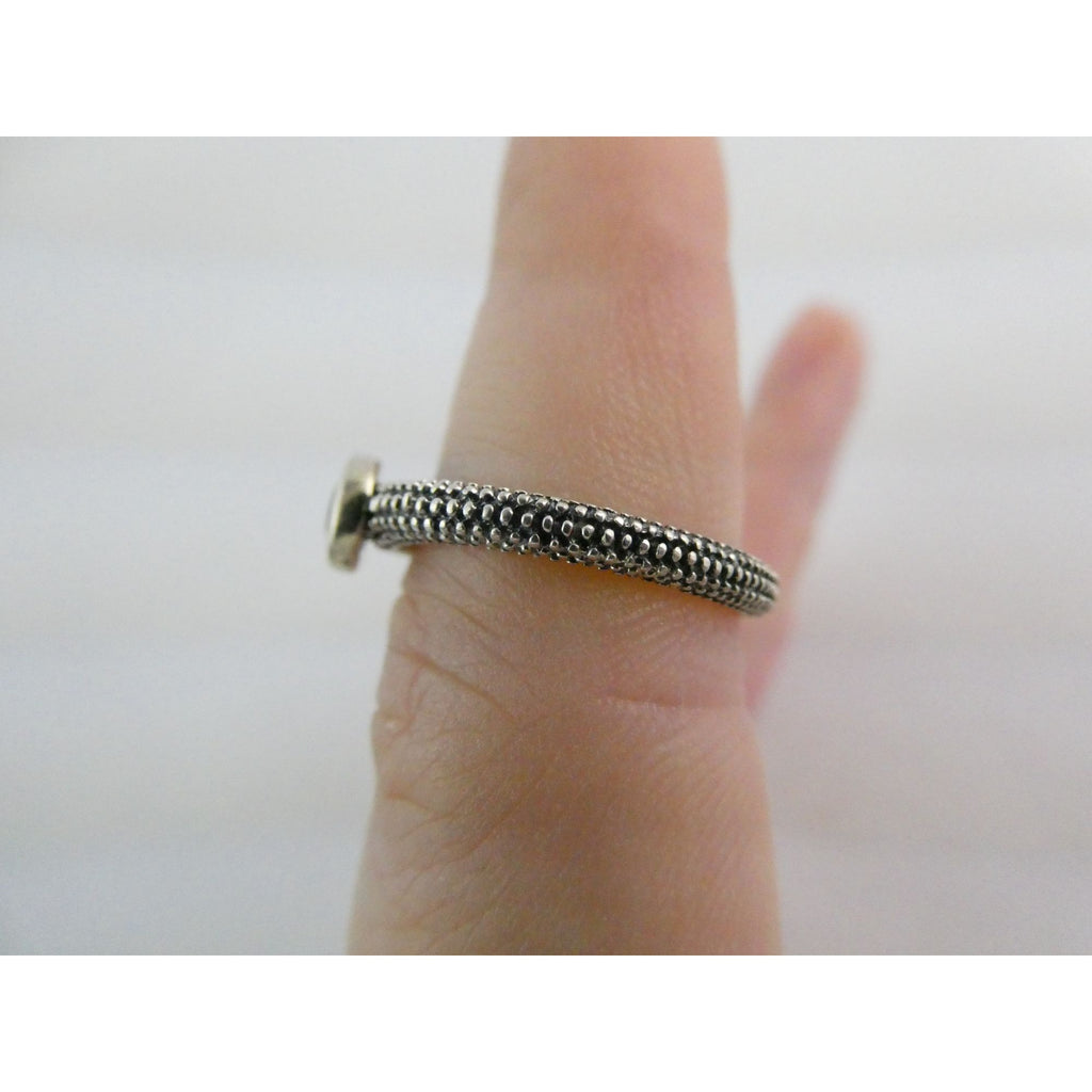 T&C Town And Country Sterling Silver 14k Gold Garnet Stacking Ring Size 6 1.8g