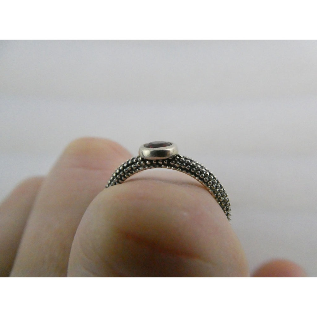 T&C Town And Country Sterling Silver 14k Gold Garnet Stacking Ring Size 6 1.8g