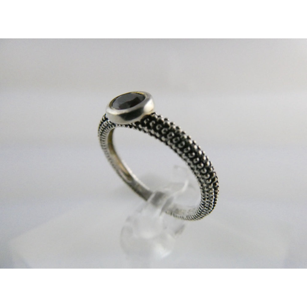 T&C Town And Country Sterling Silver 14k Gold Garnet Stacking Ring Size 6 1.8g