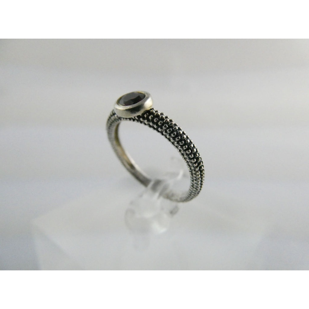 T&C Town And Country Sterling Silver 14k Gold Garnet Stacking Ring Size 6 1.8g