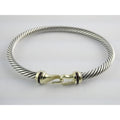 David Yurman Sterling Silver and 14k Gold Hook Clasp Lab Created Ruby Bracelet