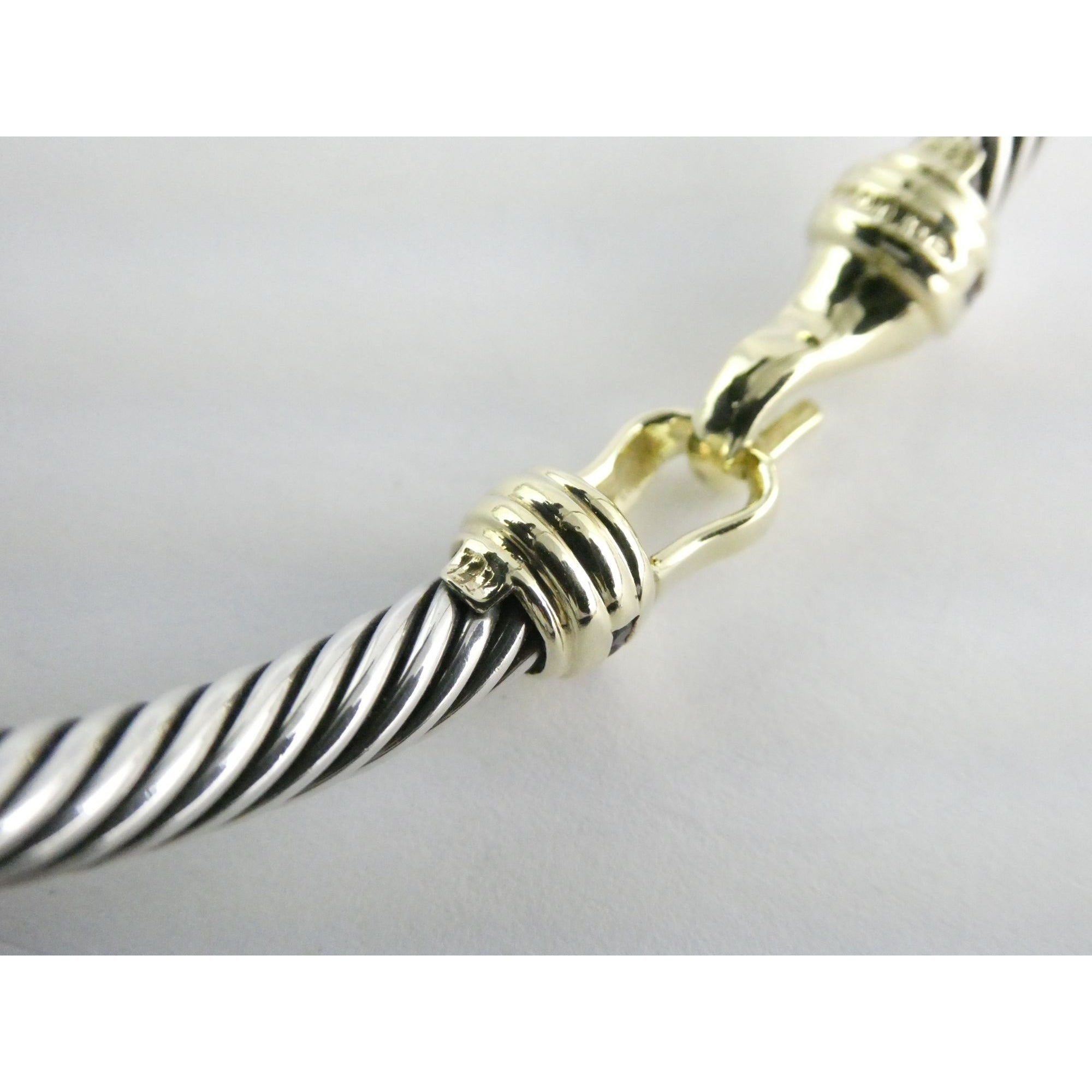 David Yurman Sterling Silver and 14k Gold Hook Clasp Lab Created Ruby Bracelet