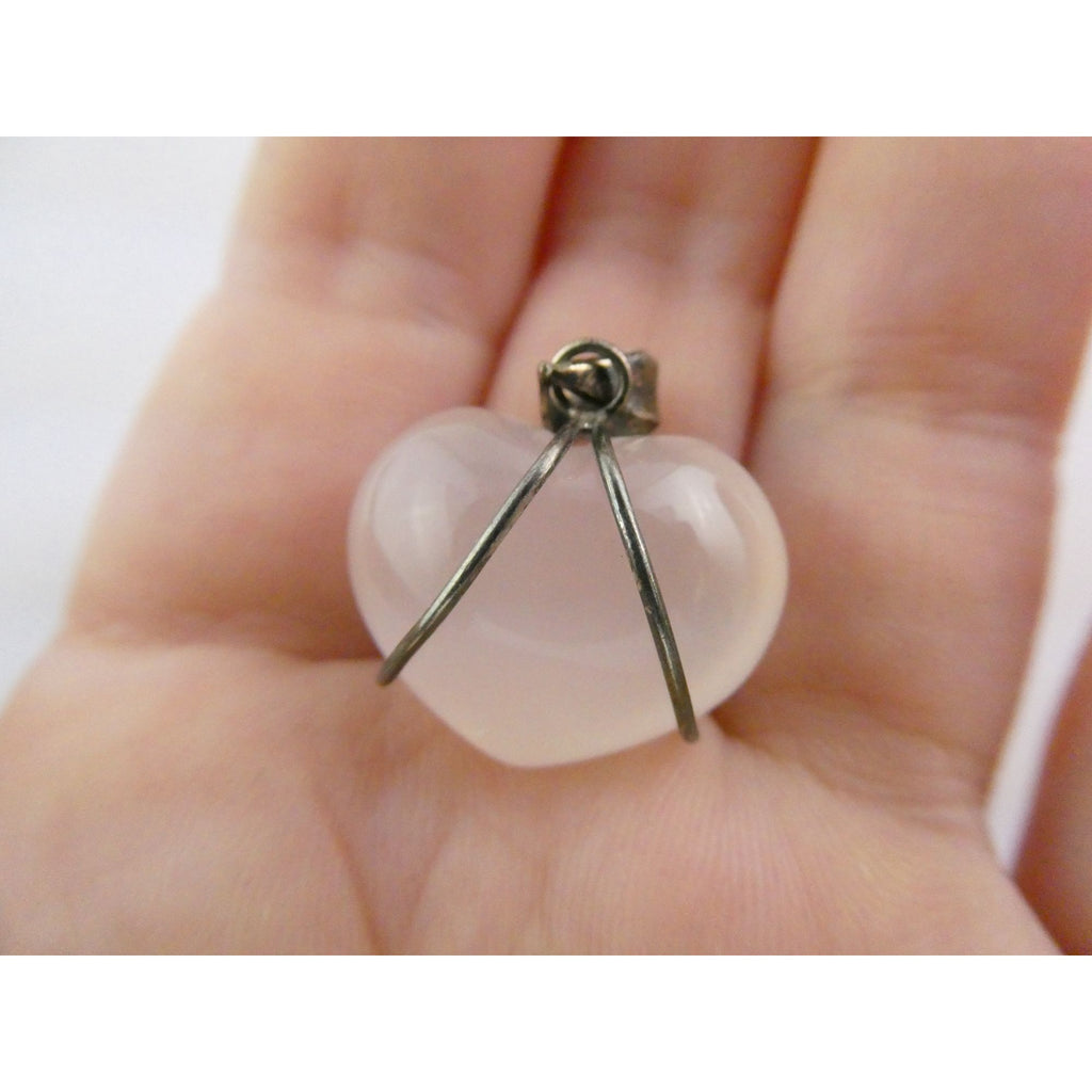 Sterling Silver Wire Wrapped Rose Quartz Heart Pendant 925 6g 25mm Length