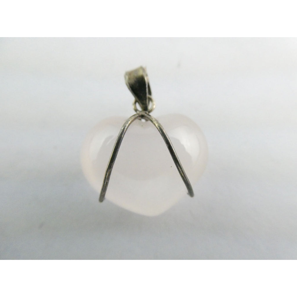 Sterling Silver Wire Wrapped Rose Quartz Heart Pendant 925 6g 25mm Length