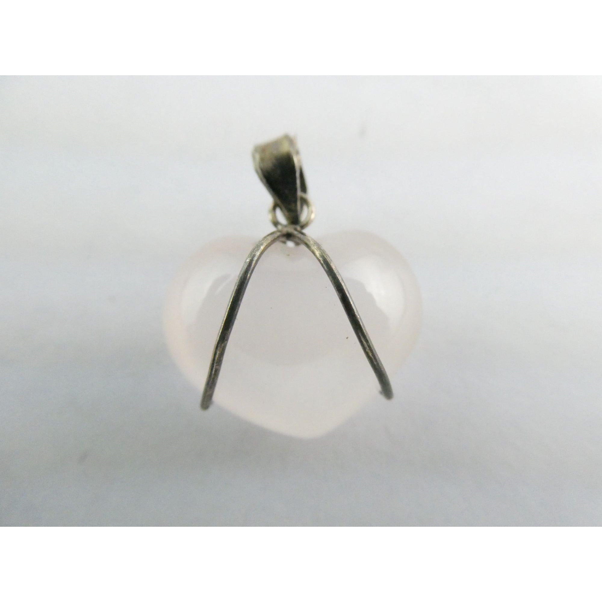 Sterling Silver Wire Wrapped Rose Quartz Heart Pendant 925 6g 25mm Length