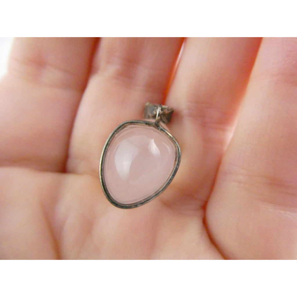 Sterling Silver Wire Wrapped Rose Quartz Heart Pendant 925 6g 25mm Length