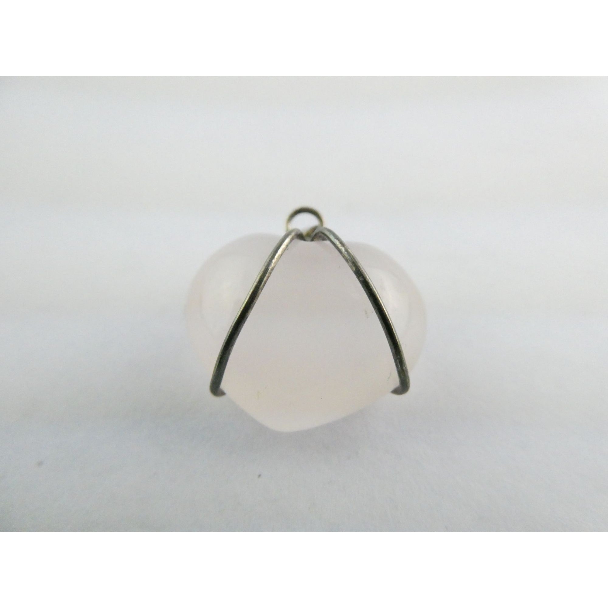 Sterling Silver Wire Wrapped Rose Quartz Heart Pendant 925 6g 25mm Length