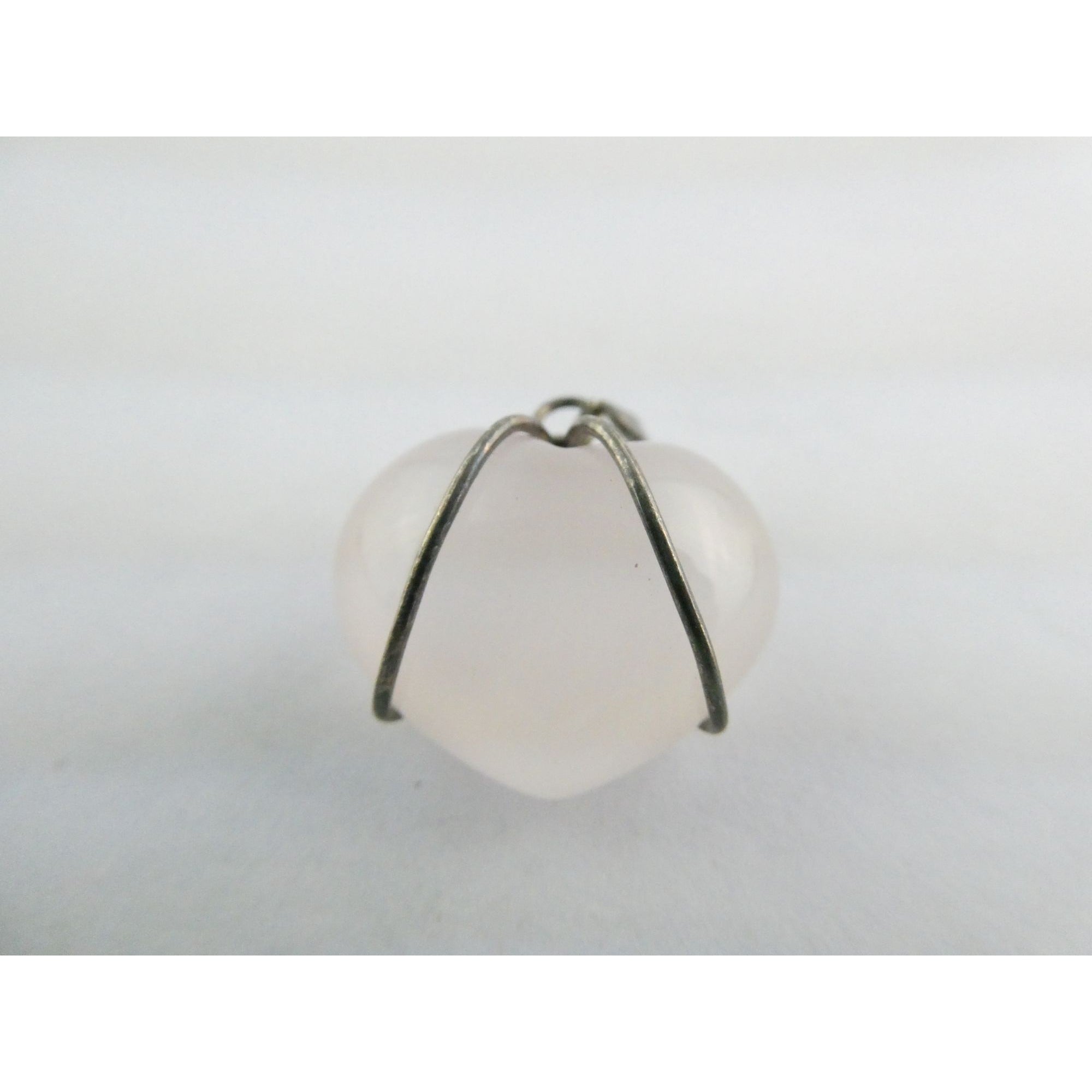 Sterling Silver Wire Wrapped Rose Quartz Heart Pendant 925 6g 25mm Length