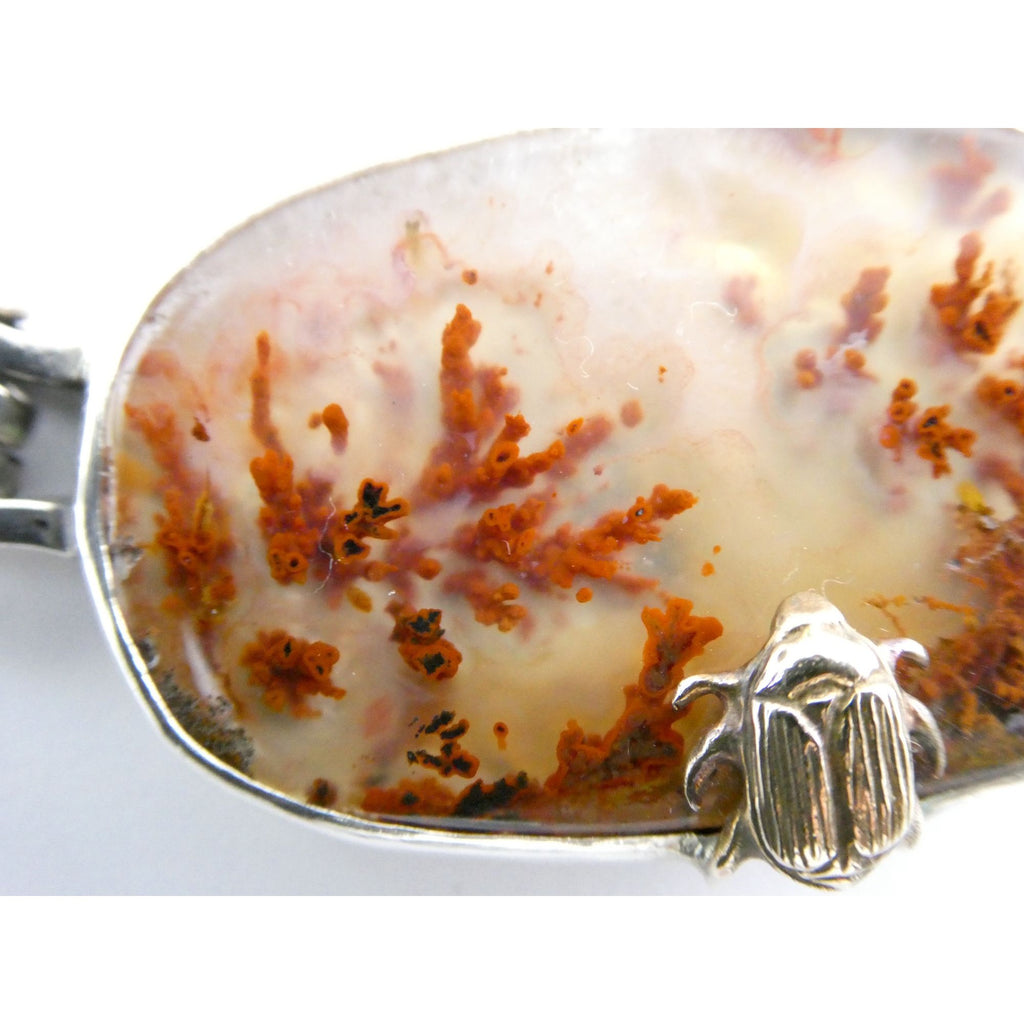 Stephen Dweck Sterling Silver One of a Kind Plume Agate Necklace 16.25 In 104g