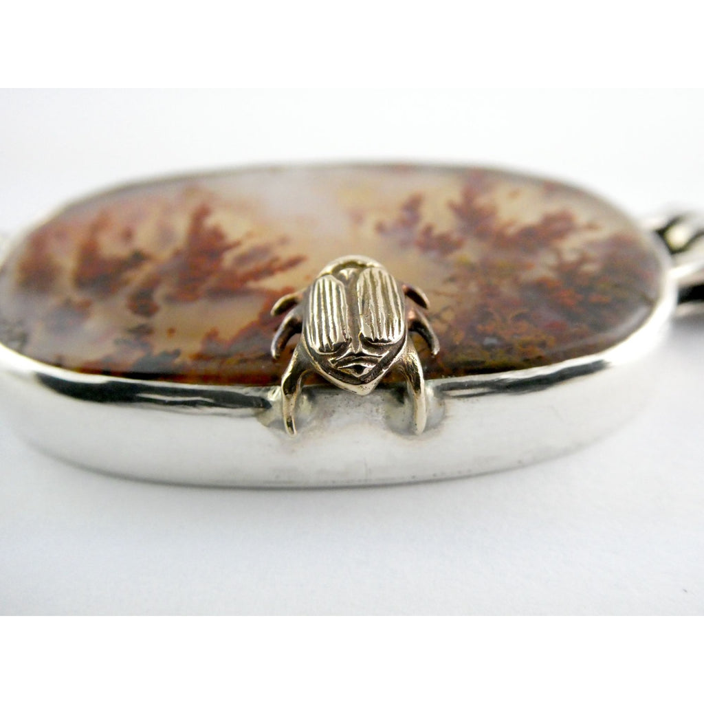 Stephen Dweck Sterling Silver One of a Kind Plume Agate Necklace 16.25 In 104g