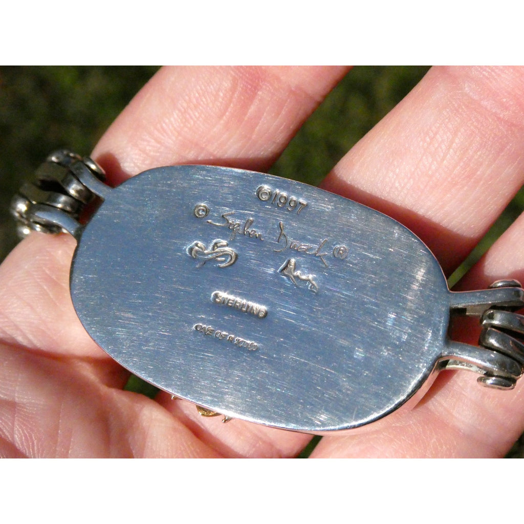 Stephen Dweck Sterling Silver One of a Kind Plume Agate Necklace 16.25 In 104g