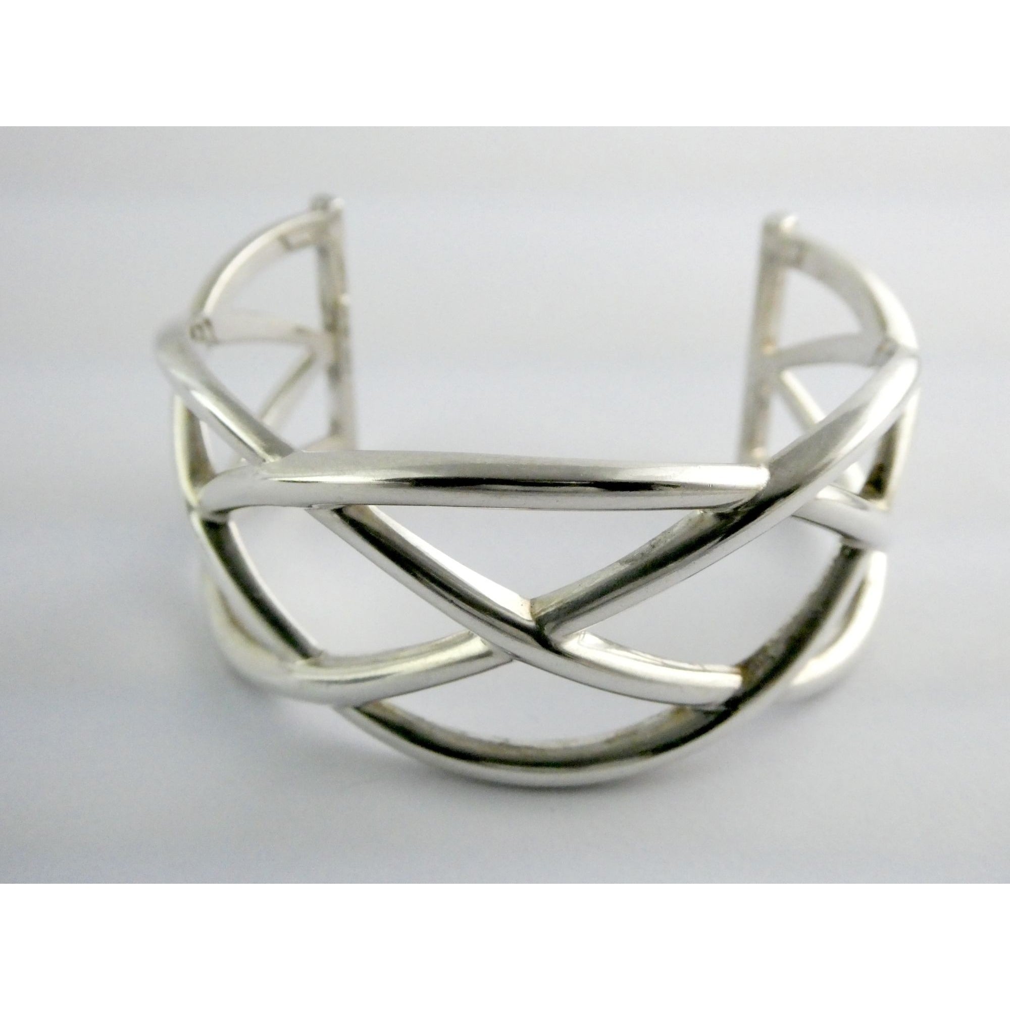 Tiffany and Co Sterling Silver Woven Cuff Bracelet Italy 44.4g 6.75 Inches w Box
