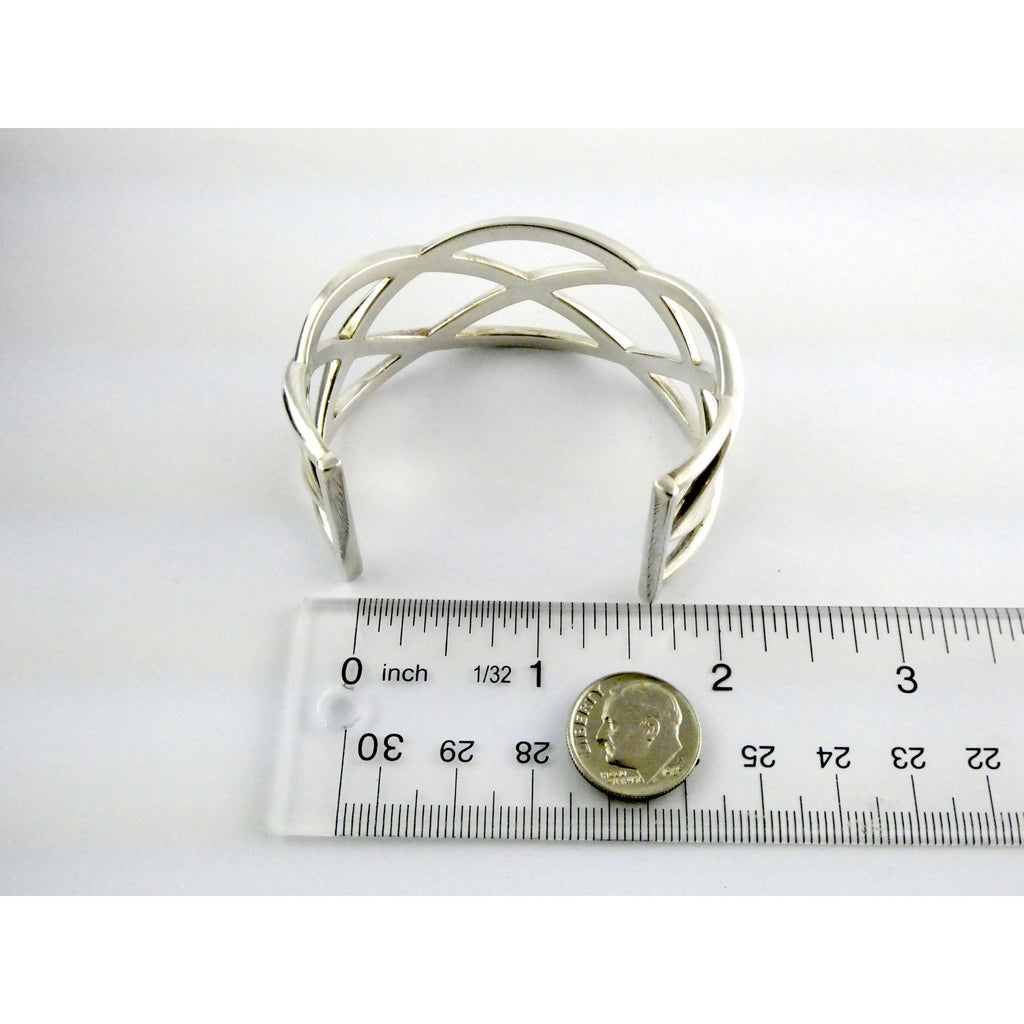Tiffany and Co Sterling Silver Woven Cuff Bracelet Italy 44.4g 6.75 Inches w Box