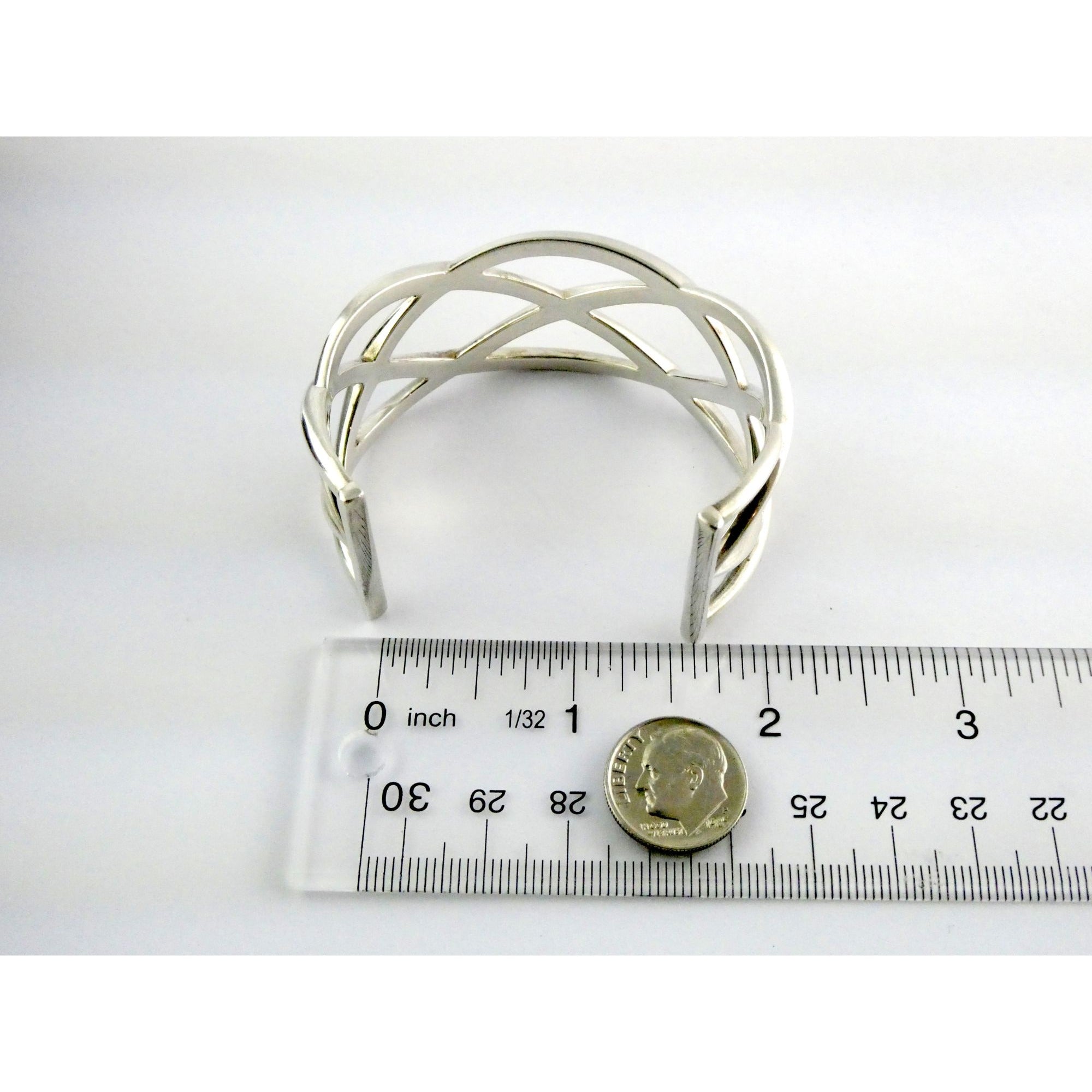 Tiffany and Co Sterling Silver Woven Cuff Bracelet Italy 44.4g 6.75 Inches w Box