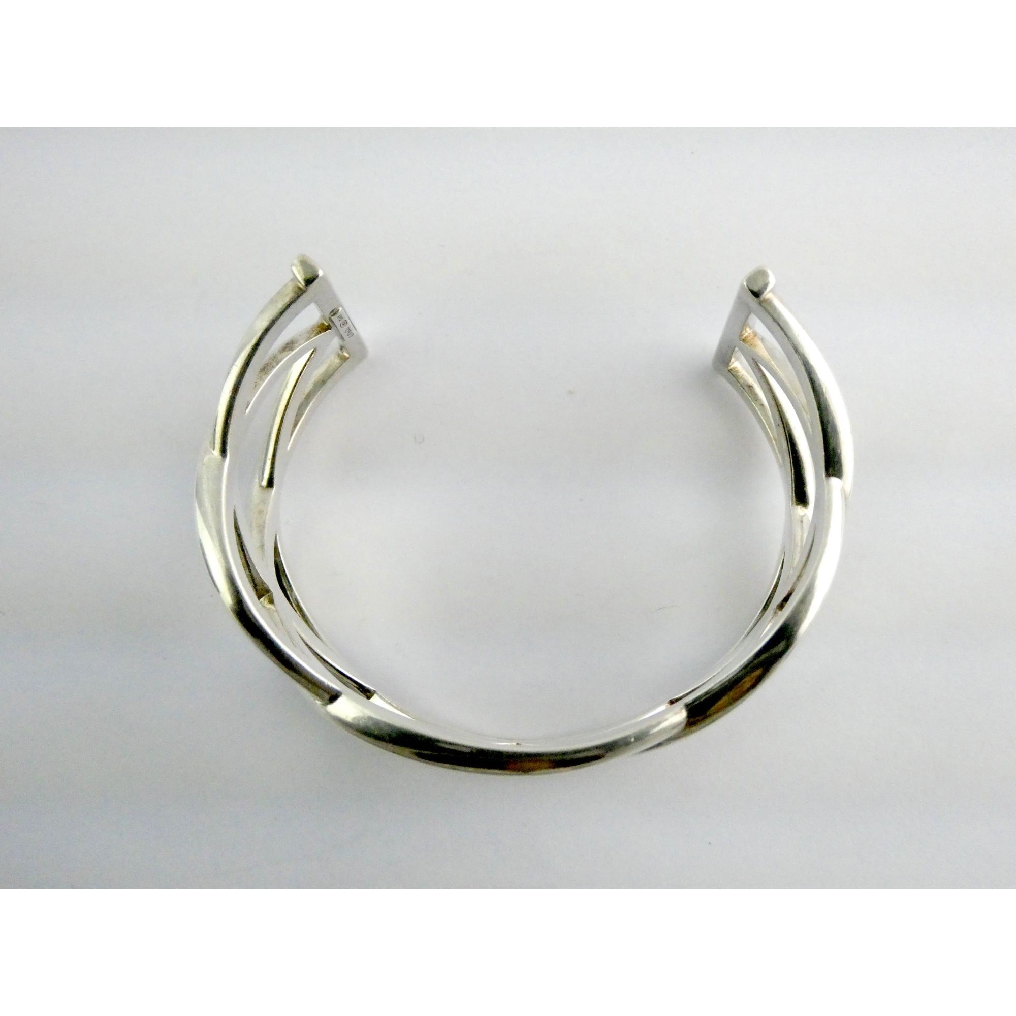 Tiffany and Co Sterling Silver Woven Cuff Bracelet Italy 44.4g 6.75 Inches w Box
