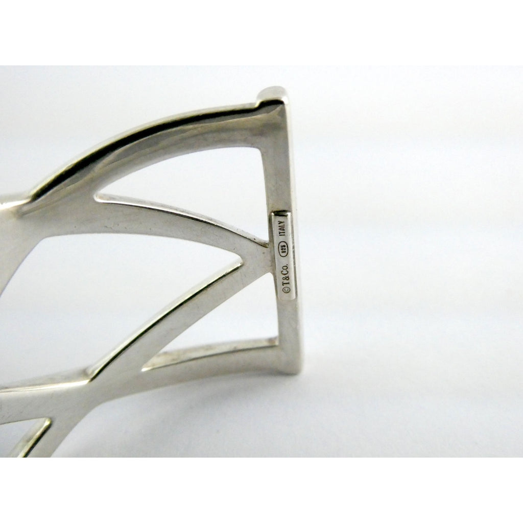 Tiffany and Co Sterling Silver Woven Cuff Bracelet Italy 44.4g 6.75 Inches w Box