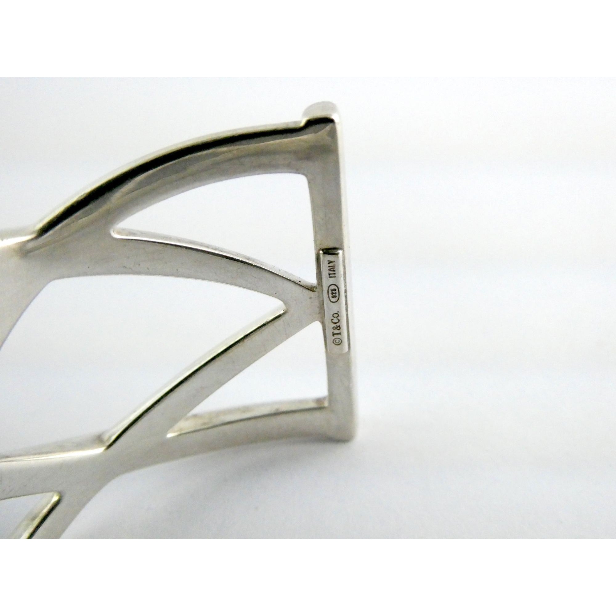 Tiffany and Co Sterling Silver Woven Cuff Bracelet Italy 44.4g 6.75 Inches w Box