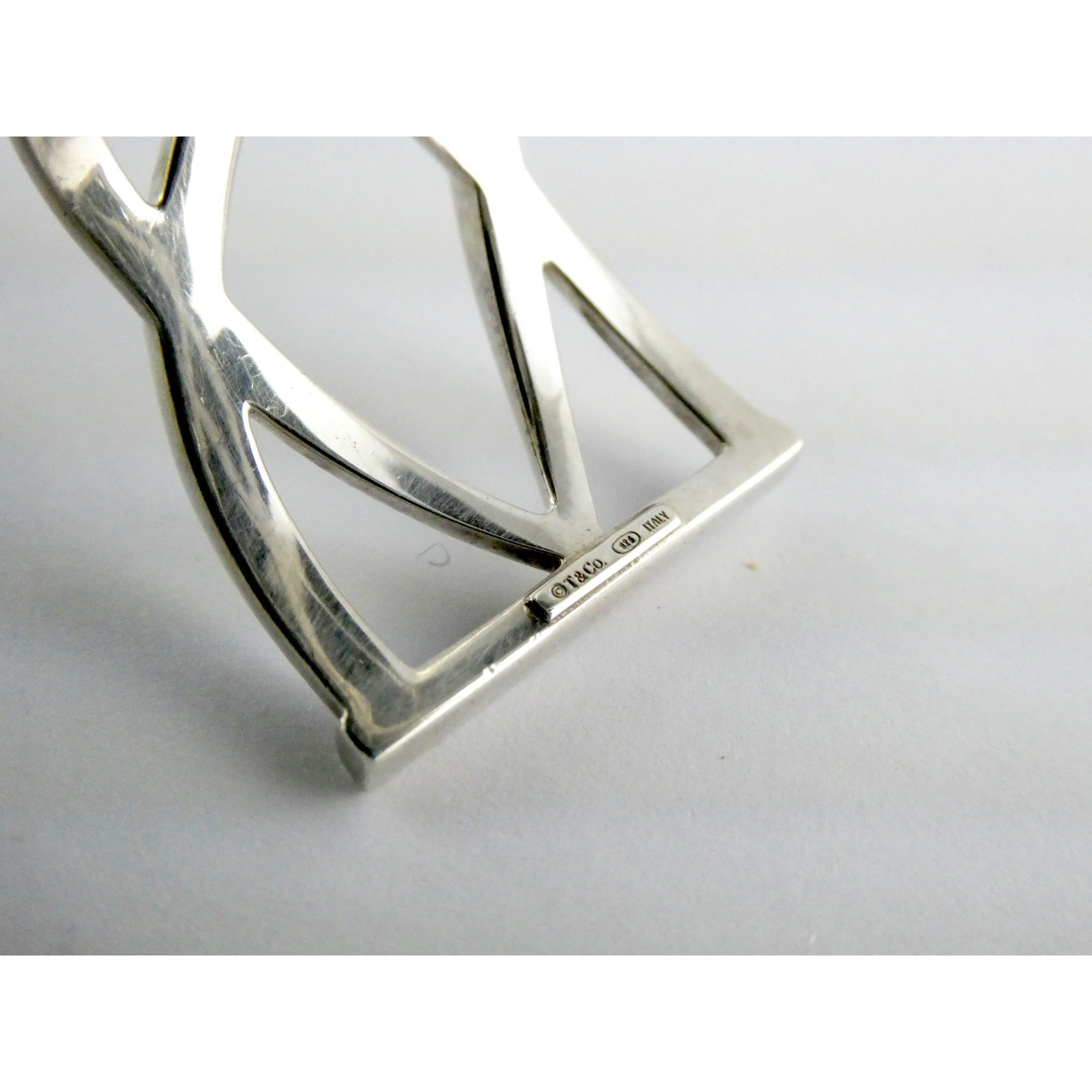 Tiffany and Co Sterling Silver Woven Cuff Bracelet Italy 44.4g 6.75 Inches w Box