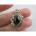 Sterling Silver Red Violet Garnet Cabochon Openwork Setting Pendant 5.4g 1.25 In