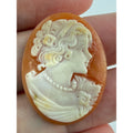 Vintage Loose Hand Carved Shell Cameo Woman Facing Right 29mm x 23mm 2.8g
