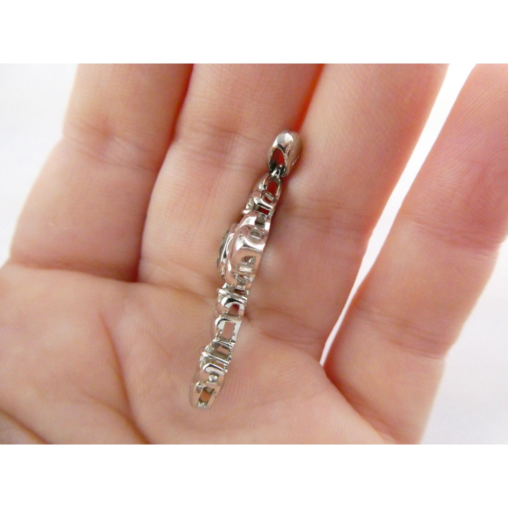 STS Sterling Silver Blue Topaz Ornate Cross Design Pendant 4.3g 41mm Length