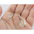 Vintage Sterling Silver Faceted Rock Crystal Quartz Dangling Earrings 4g 32mm