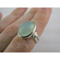 Sterling Silver Seafoam Green Chalcedony Cabochon Ring Size 7.25 Weighs 7.1g